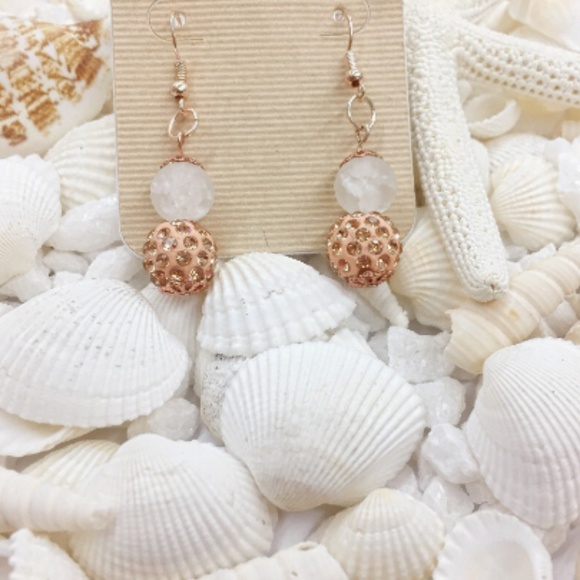 Anthropologie, rose gold, rhinestone earrings, New - Picture 2 of 3